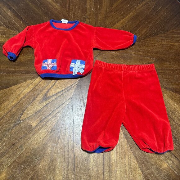 Vintage Baby Christmas Outfit size 12 Months/ Ruth Scharf Outfit / Vintage Kids - Picture 1 of 5